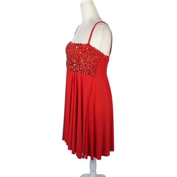 Vintage 90s Tag 1080 Red Sequin Mini Dance Dress S - Picture 3 of 5